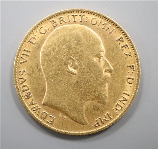 A 1909 gold half sovereign